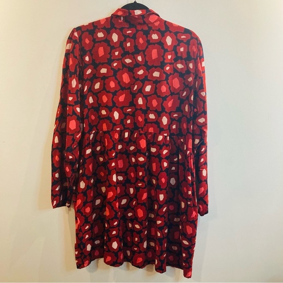 COMPAÑIA FANTASTICA  Sz XL Graphic Floral Peplum Long Sleeve Pocket Tunic Top - Picture 7 of 7